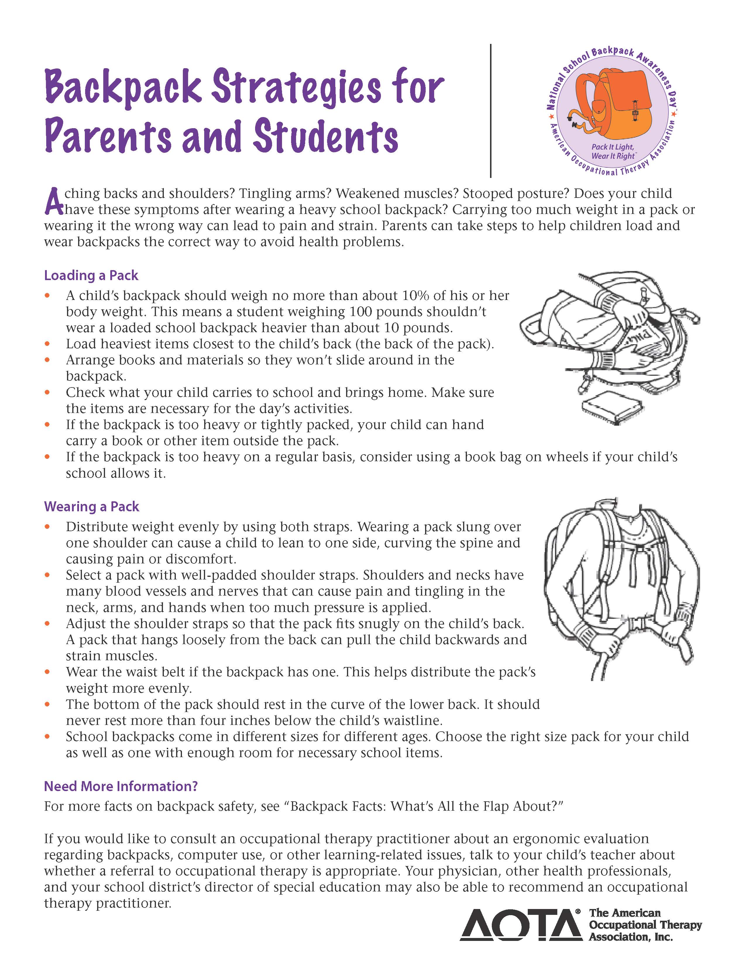 AOTA: Backpack Fitting - KiDZ Neuroscience Center - University Of Miami