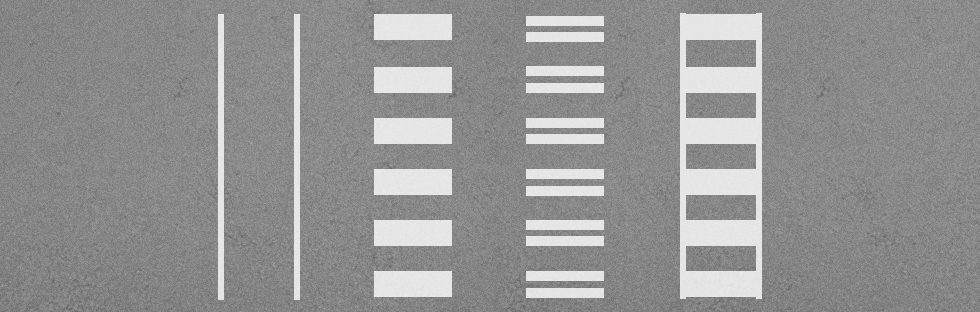 This picture shows four different crosswalk paint treatments